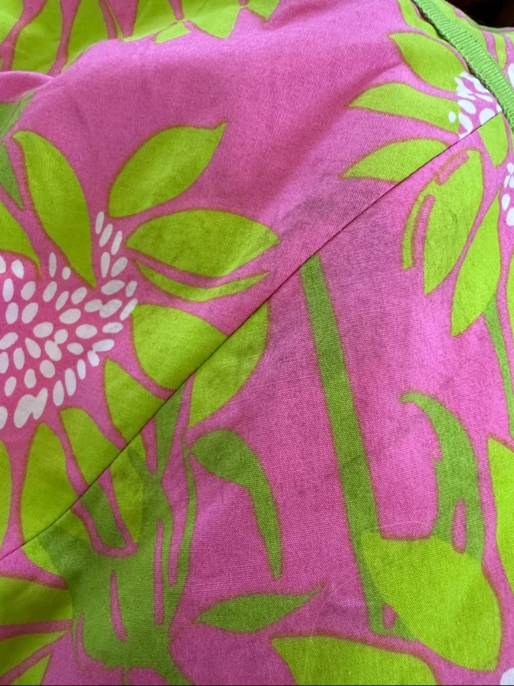 Lilly Pulitzer Bright Pink &‎  Lime Floral Cotton A Line Skirt